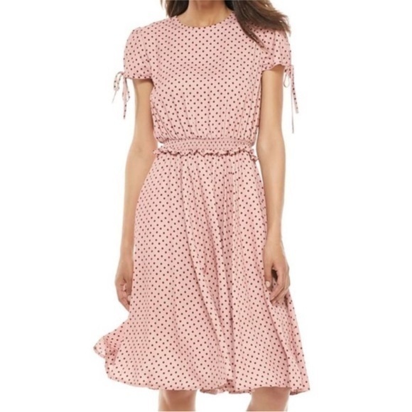 Gal Meets Glam‎ Corinne Pink Polka Dot Dress Size 4 Petite - Picture 2 of 13